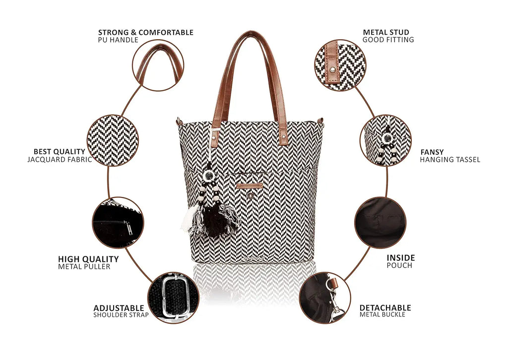 Astrid Cotton Tote Bags Black Textured