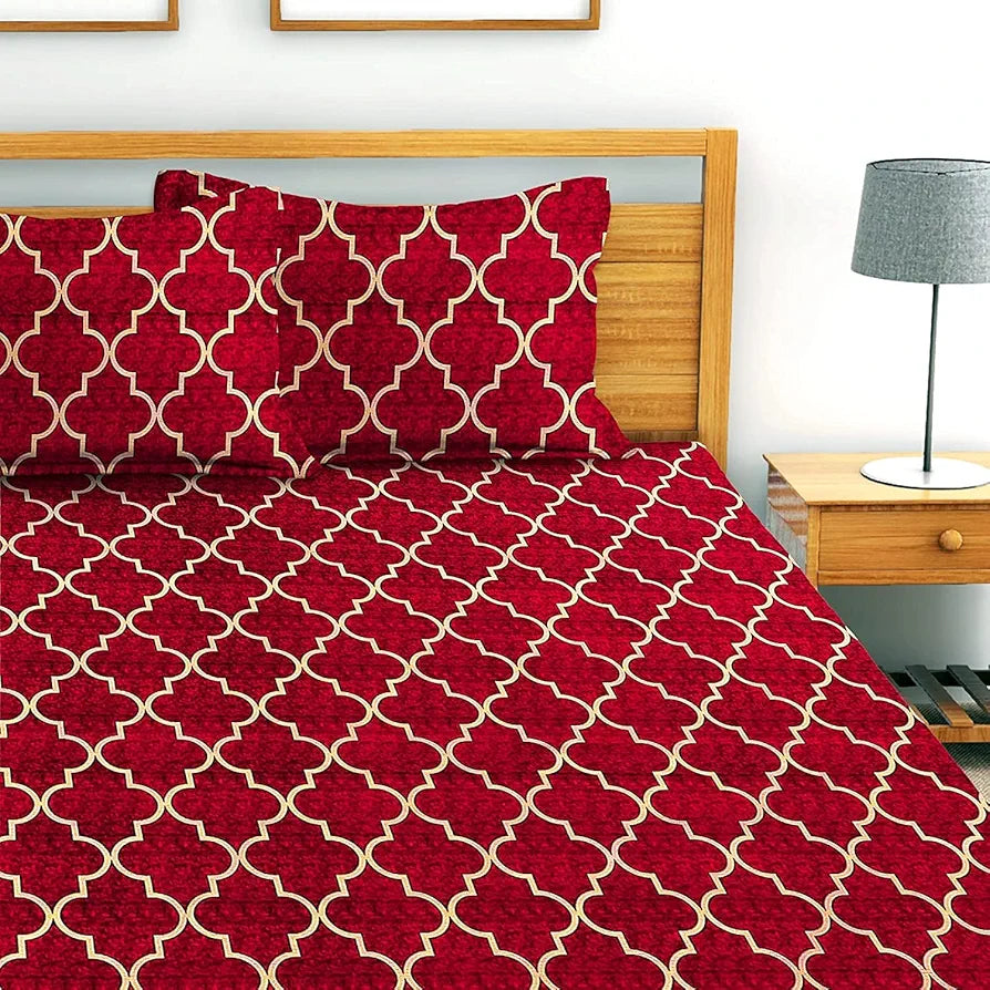 Homefab India 144 TC Microfiber Double Bedsheet with 2 Pillow Covers Rust