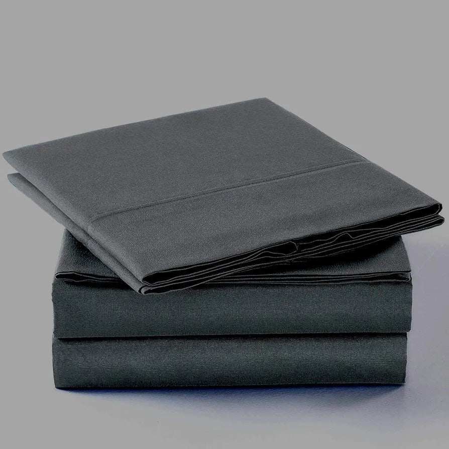 Trance Home Linen Zippered 100% Cotton 400 TC Plain King Size Duvet Cover Quilt Cover Blanket Cover Razai Comforter Cover with 2 Pillow Covers Colour Dark Grey