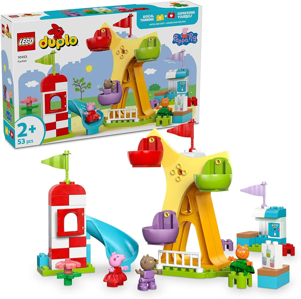 Lego Duplo Peppa Pig Funfair Pretend-Play Amusement Park Toddler Toy 10453 Building Blocks Toys for 2+ Gift for Boys and Girls