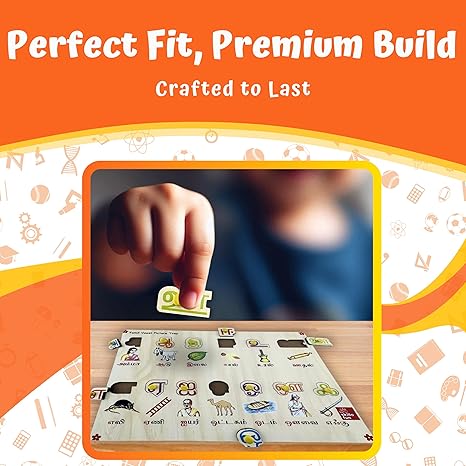 Skillofun Tamil Letters Wooden Board with Pictures Tamil Learning Kids Activity Toys