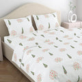 Haus & kinder Cotton Queen Size Bedsheet 1 Cotton Bed Sheet for Double Bed (90 X 100 Inches) with 2 Pillow Covers 186 TC | White Color