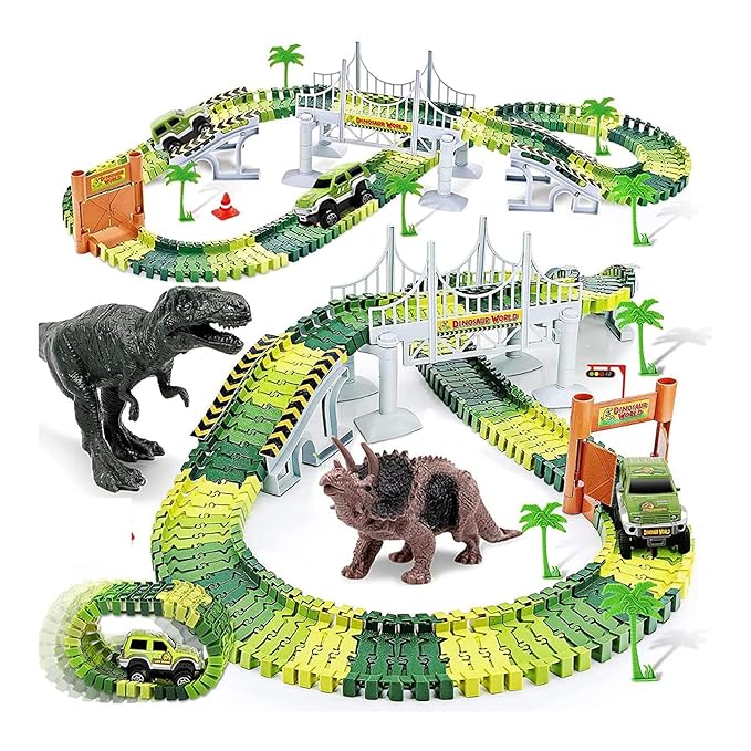 Kidology Flexible Dinosaur World Road Race Track for Kids