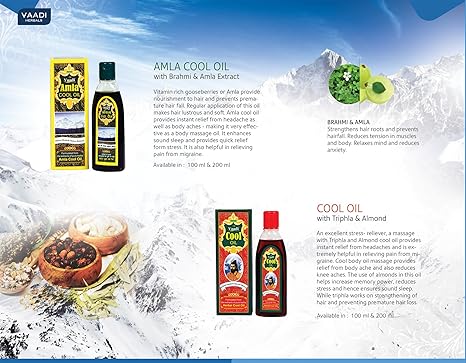 Vaadi Herbals Cool Oil with Triphla and Almond - 200 ml (Pack of 2)
