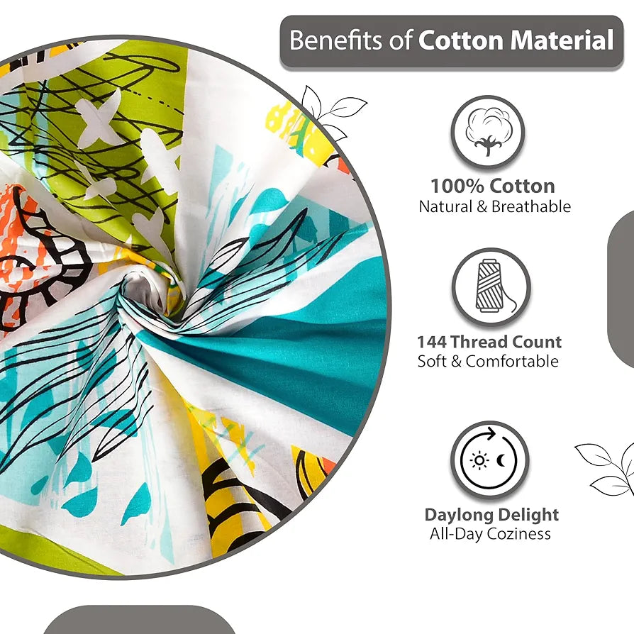 Divine Casa 144 TC 100% Cotton Double Bedsheet with 2 Pillow Covers  Abstract Pattern Colour Mustard