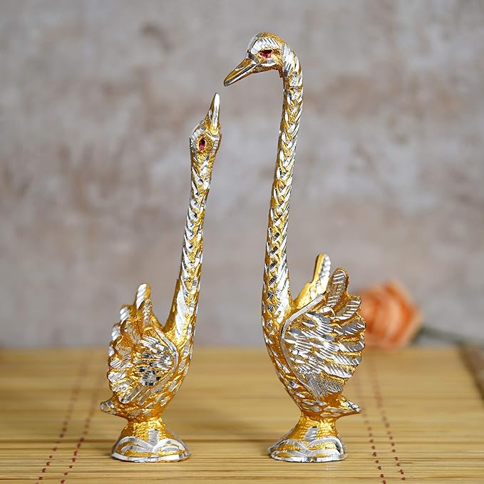 Ecraftindia Dancing Swan Couple Statues Decorative Bird Figurines Showpieces