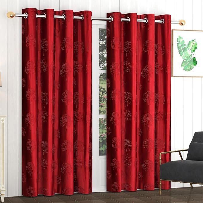 Fresh From Loom Curtains For Door 8 Feet Long Door Window Curtain Premium Polyester Punch Parda