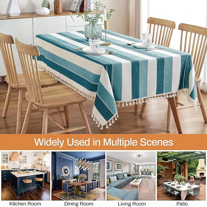 Urban Space Sicilia Table Linen Premium Dining Table Cover for 6 Seater Colour Vertical Green