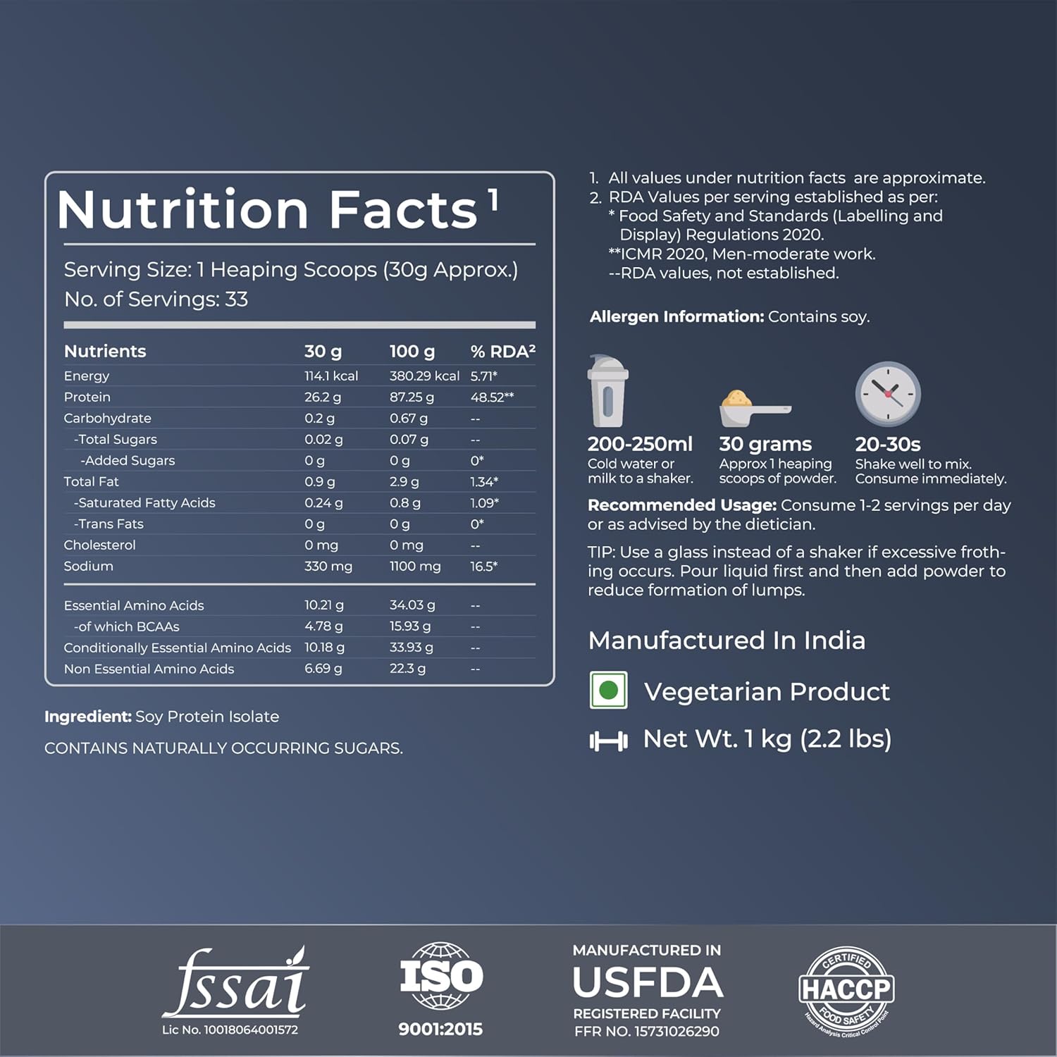 Nutrabay Pure Soy Protein Isolate Powder 26.2g Protein, 4.7g BCAA per Serving, NABL Lab Tested â€“ Easy to Digest, No Added Sugar, Vegan â€“ 1kg, Unflavoured | 100% Authentic & Clean Protein