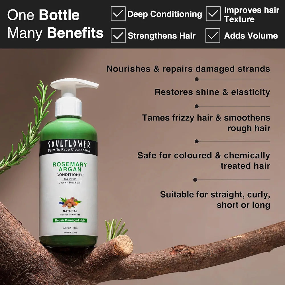 Soulflower Rosemary Argan Hair Conditioner for Hair Growth - 200 ml