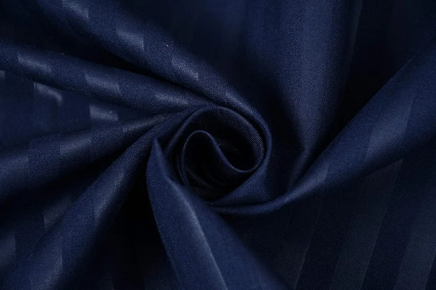 Homefab India 160 TC Stripe Glace Cotton Single BedSheet with 1 Pillow Cover Navy Blue