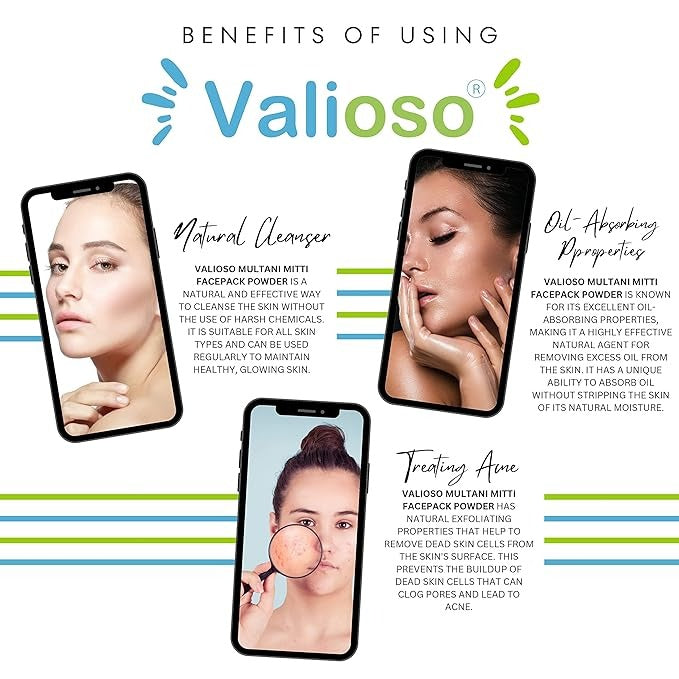 Valioso Multani Mitti Powder for Face Skin and Hair - 100 gms