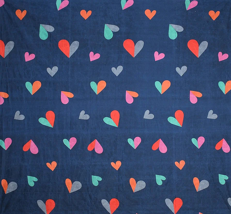 Homefab India 144 TC Microfiber Double Bedsheet with 2 Pillow Covers Dark Blue Heart