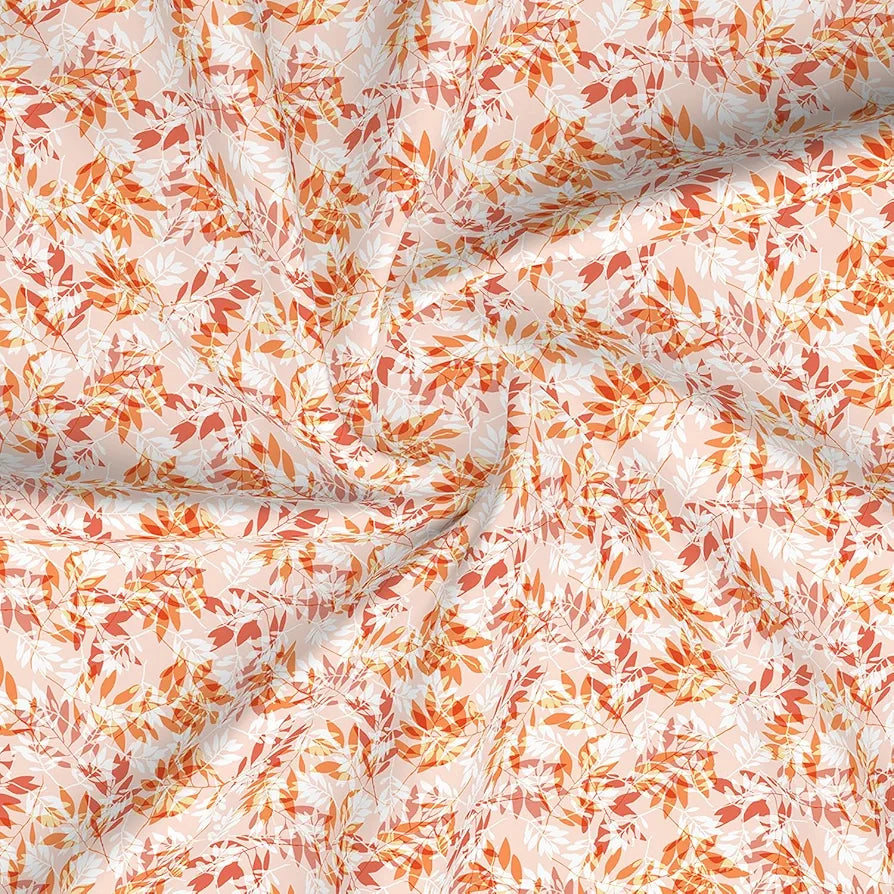 Layers Home Easy Cotton Bedsheet Set for All Seasons Lightweight 144 TC Queen Size Orange