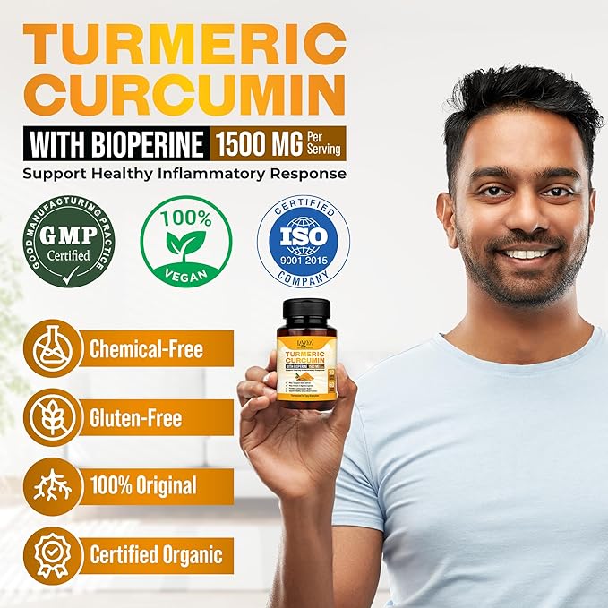Lavaya Turmeric Curcumin Capsules for Men & Women with Bioperine 1500 mg - 60 caps