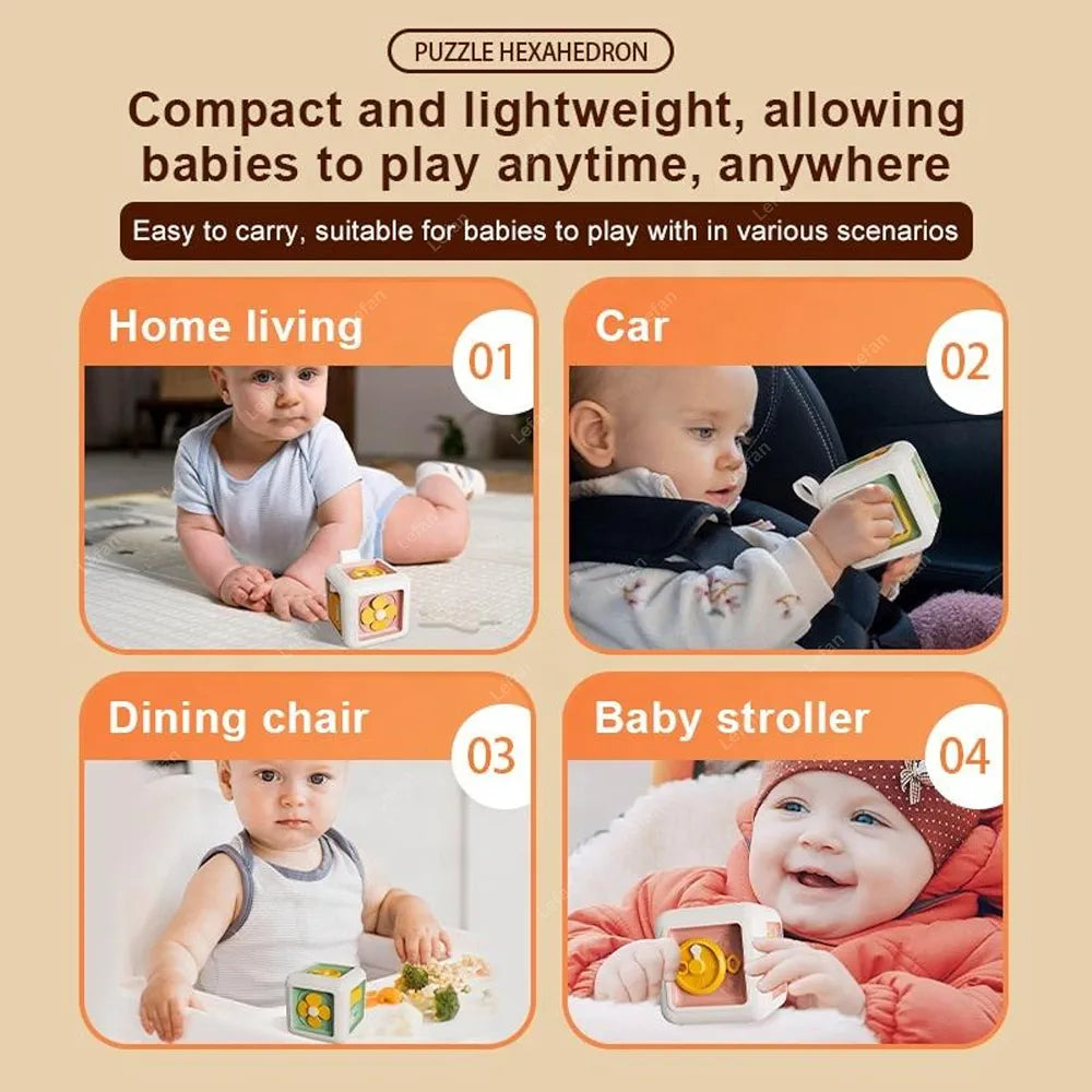 Lefan Montessori for 1 Year Old, Activity Busy Cube Sensory Toys for Toddlers Birthday Gifts for Learning Motor Skills Travel Toys Educational Learning 12-18 Months Baby Kids-Pack of 1pcs