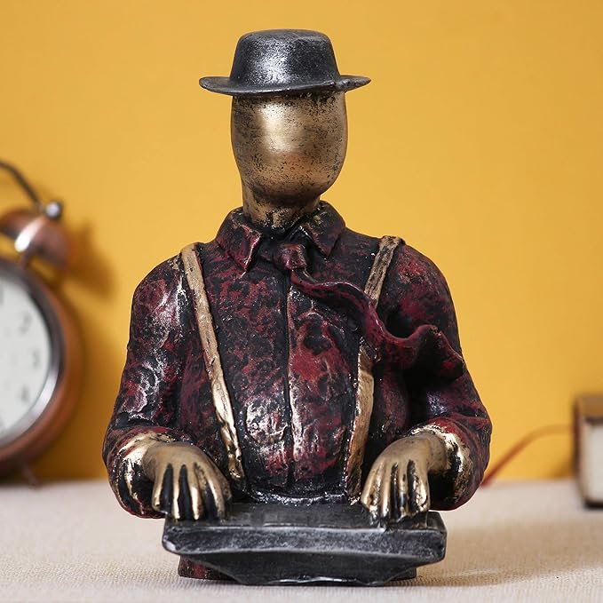 Ecraftindia Man With Hat Playing Piano Decorative Statue