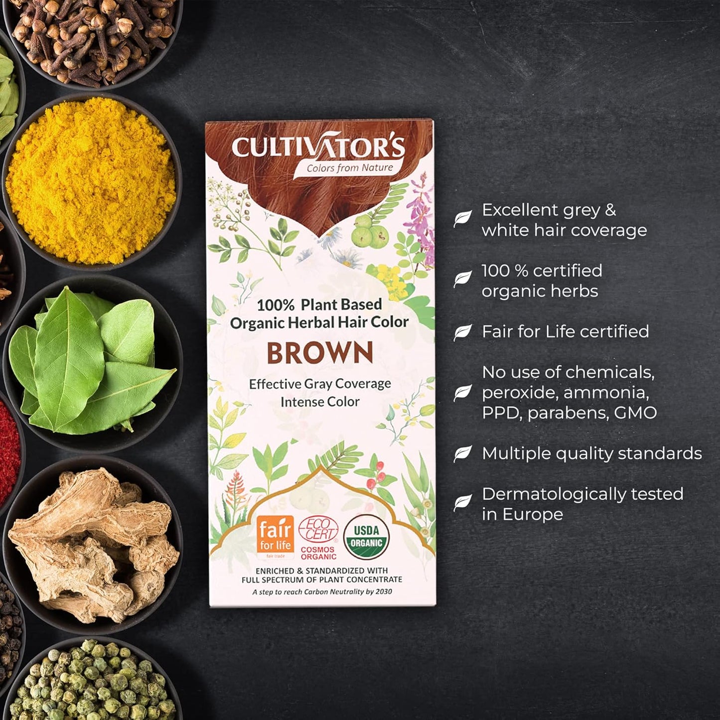 Cultivator's Brown Organic Herbal Hair Colour - 100 gms