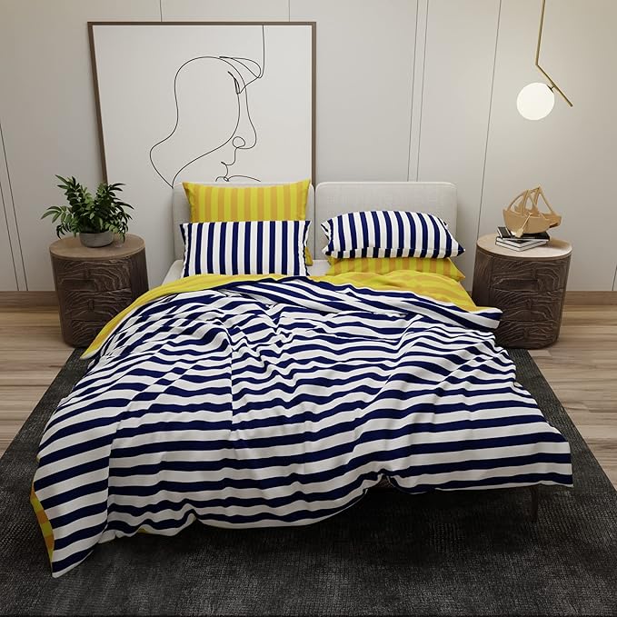 Stoa Paris Vogue Microfibre Comforter for King Size Bed Sets with 4 Pillow Covers Colour Morning Sail Canopée