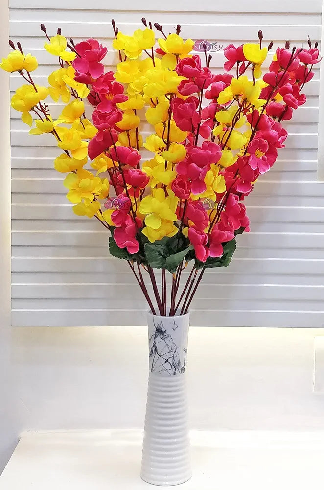 Artificial Flowers Bunch for Decoration Cherry Blossom Ideal for vase Without vase Yellow Maroon
