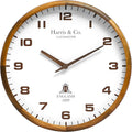 Harris & Co. Clockmasters Wooden Analog Wall Clock With Leather Dial and Wooden Hands14 Inch Silent Sweep Noiseless Technology Model - Brick Lane