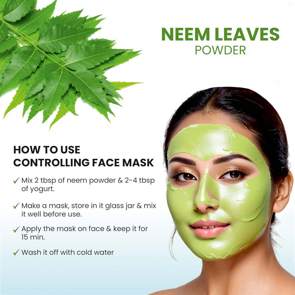 Healthy Apple Pure Neem Leaves Powder (100g) - 100% Natural Ayurvedic Herbal Supplement for Acne Control, Glowing Skin, Anti-Dandruff Hair Masks & Scalp Nourishment - Multipurpose Face Pack