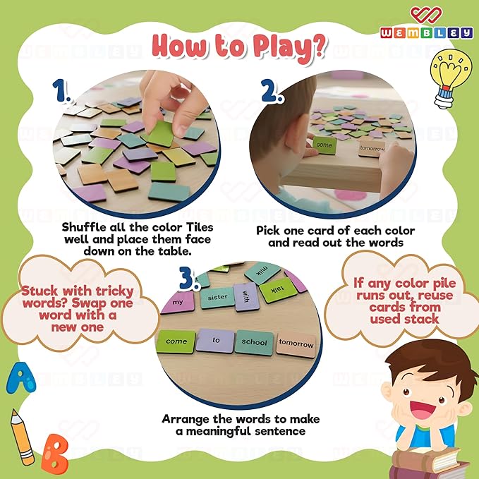 Wembley Educational Board Game for Kids 4-8 Years Word Building & Grammar Multicolor
