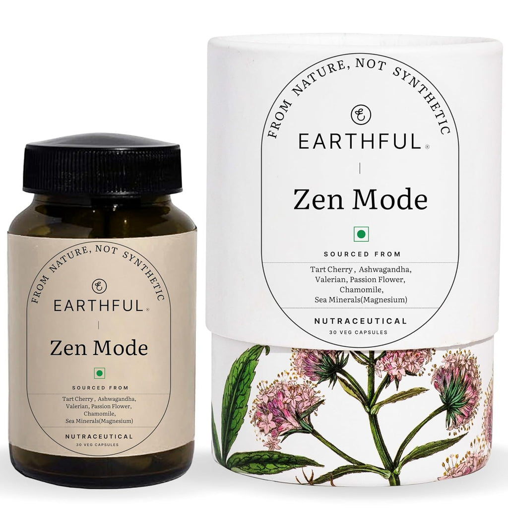 Earthful Melatonin Supplement 8mg For Deep Sleep | With Ashwagandha, Valerian Root & Chamomile Extract |100% Plant-Based, Non-Addictive Formula for Men, Women - 30 Capsules