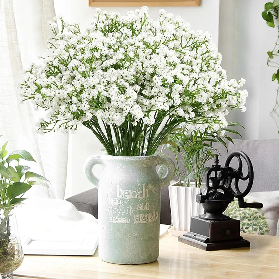 Long Stem Artificial Baby Breath Flowers Real Touch Silk Gypsophila Bouquets White
