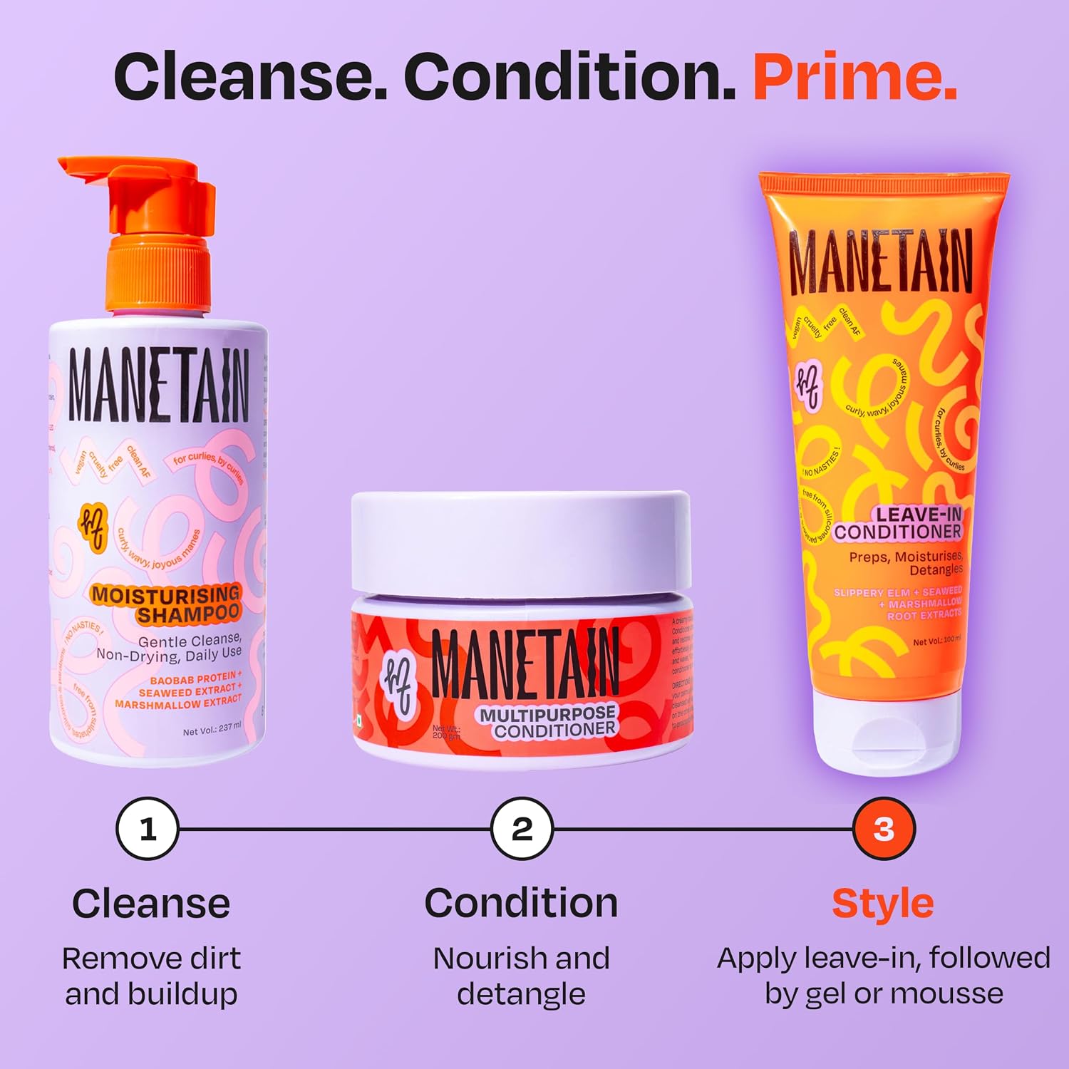 Manetain Leave In Conditioner 100ml for Curly Hair Women | Lightweight Curl Leave In Conditioner for Frizzy Hair | Moisturising, Detangling & Shine Enhancing | Silicone Free, Vegan Formula