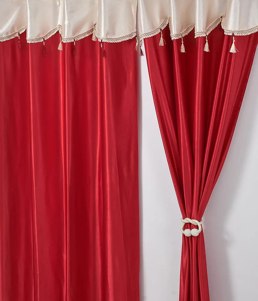 Homefab India Designer Lace Eyelet Polyester Curtains Light Filtering 9 x 4 feet Long Door Curtain