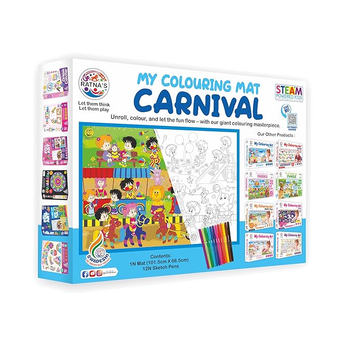 Ratna's My Coloring Mat Carnival Printed Mat Washable & Reusable Colouring Kit for Kids 3+ Years