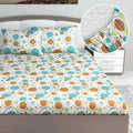 Divine Casa 144 TC Pure Cotton King Size Fitted Bedsheet Polka Dot Pattern Elastic Fitted Bedsheet White Skin Colour Biscuit Baltic Sea