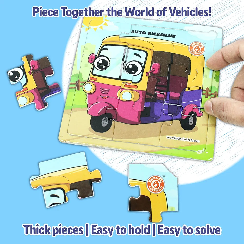 Butterfly EduFields 4-in-1 Vehicles Jigsaw Puzzle Set for Kids Age 3-7 | 38 Pcs Brain-Boosting Puzzle Toy