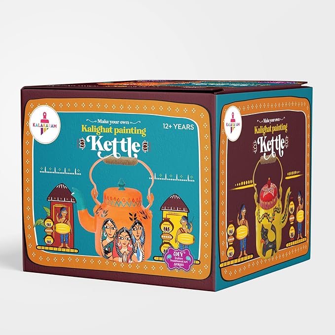 Kalakaram Diy Kalighat Kettle Painting Kit | Indian Ethnic Art Form Painting Kit | Foster Creativity & Self-expression in Kids | Educational Kit for Kids