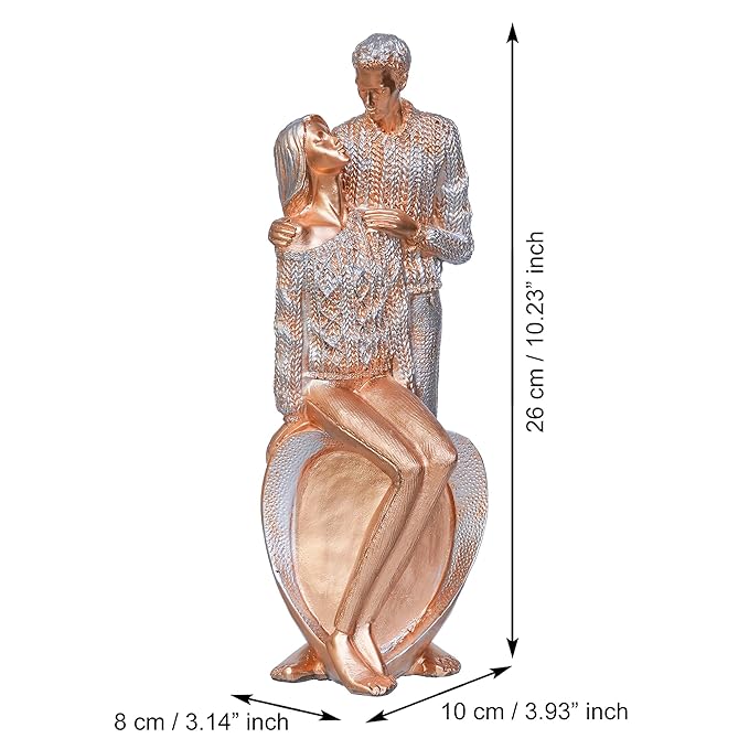 Ecraftindia Golden Polyresin Romantic Couple Statue Human Figurine Decorative Showpiece