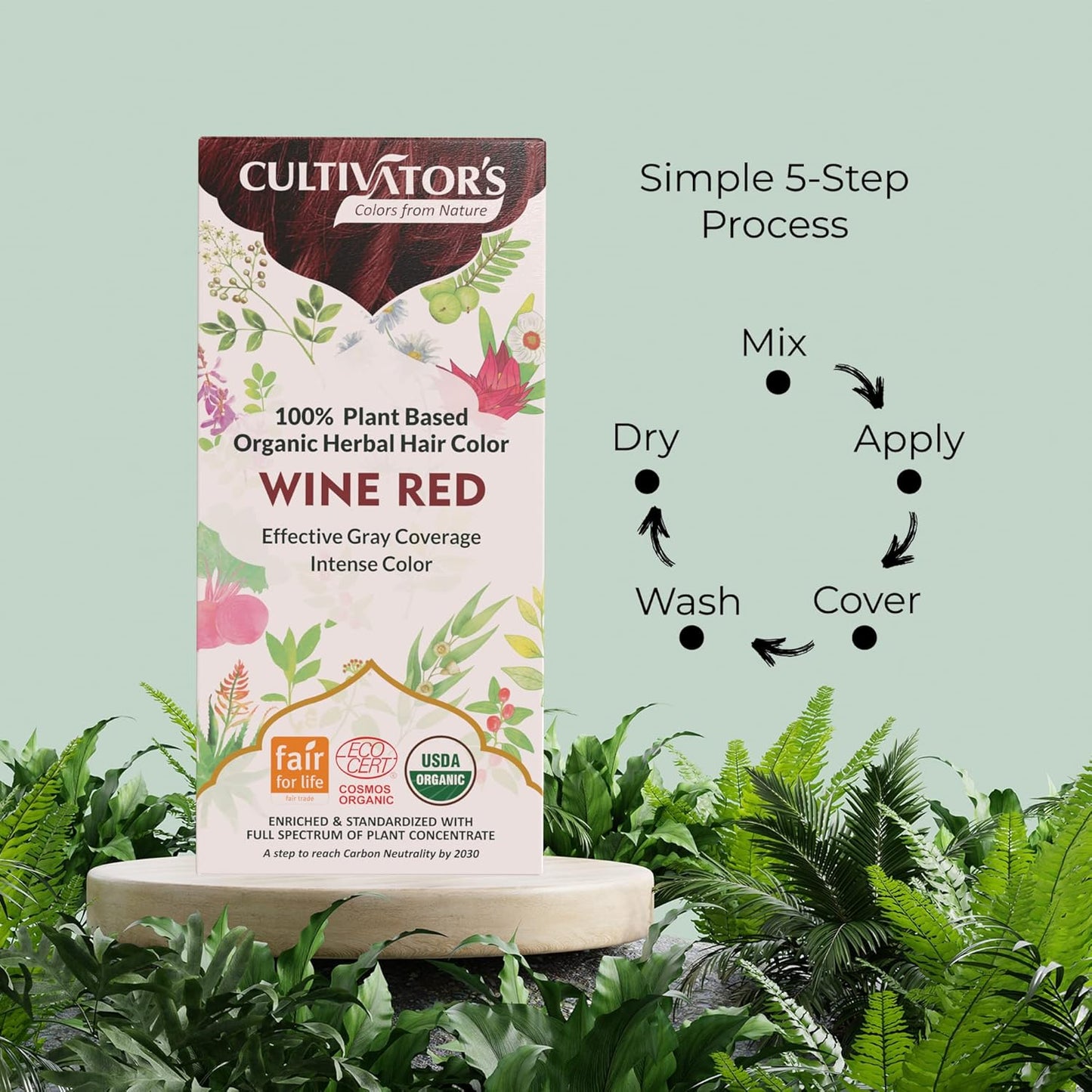 Cultivator's Wine Red Organic Herbal Hair Colour - 100 gms