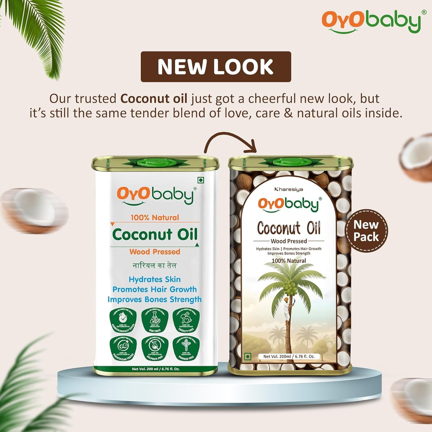 Oyo Baby 100% Natural Baby Oil For New Born Wood Pressed Coconut Baby Hair Oil