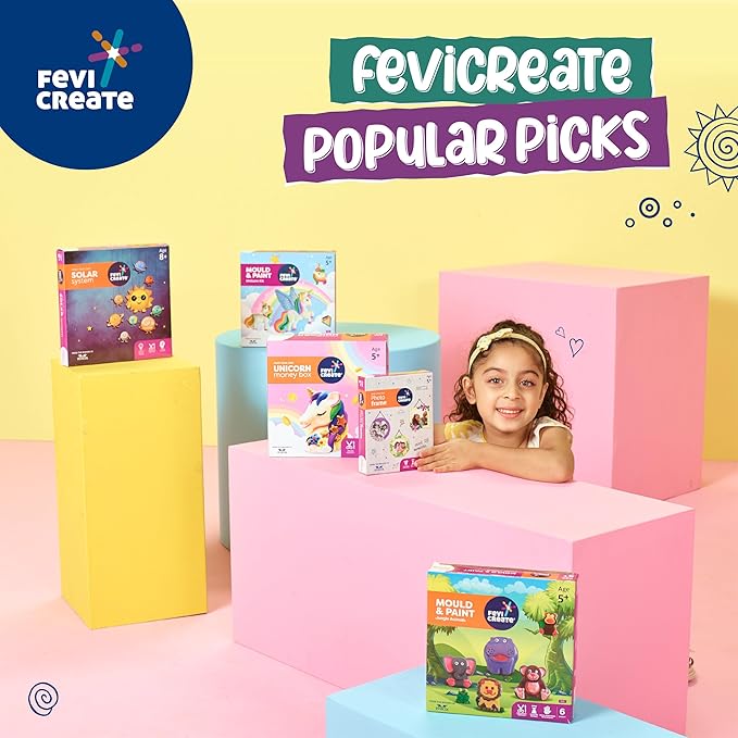 Fevicreate Unicorn Money Box Art and Craft Kit Learn Saving Skills & Gain Financial Knowledge Creative Toys for Kids 5+ Years