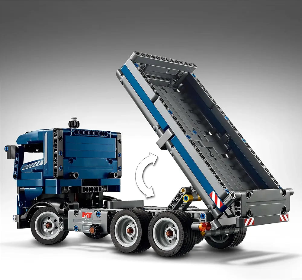Lego Technic Tipping Dump Truck Toy, Blue Construction Vehicle Set 42203 Building Blocks Toys for 9+ Gift for Boys and Girls