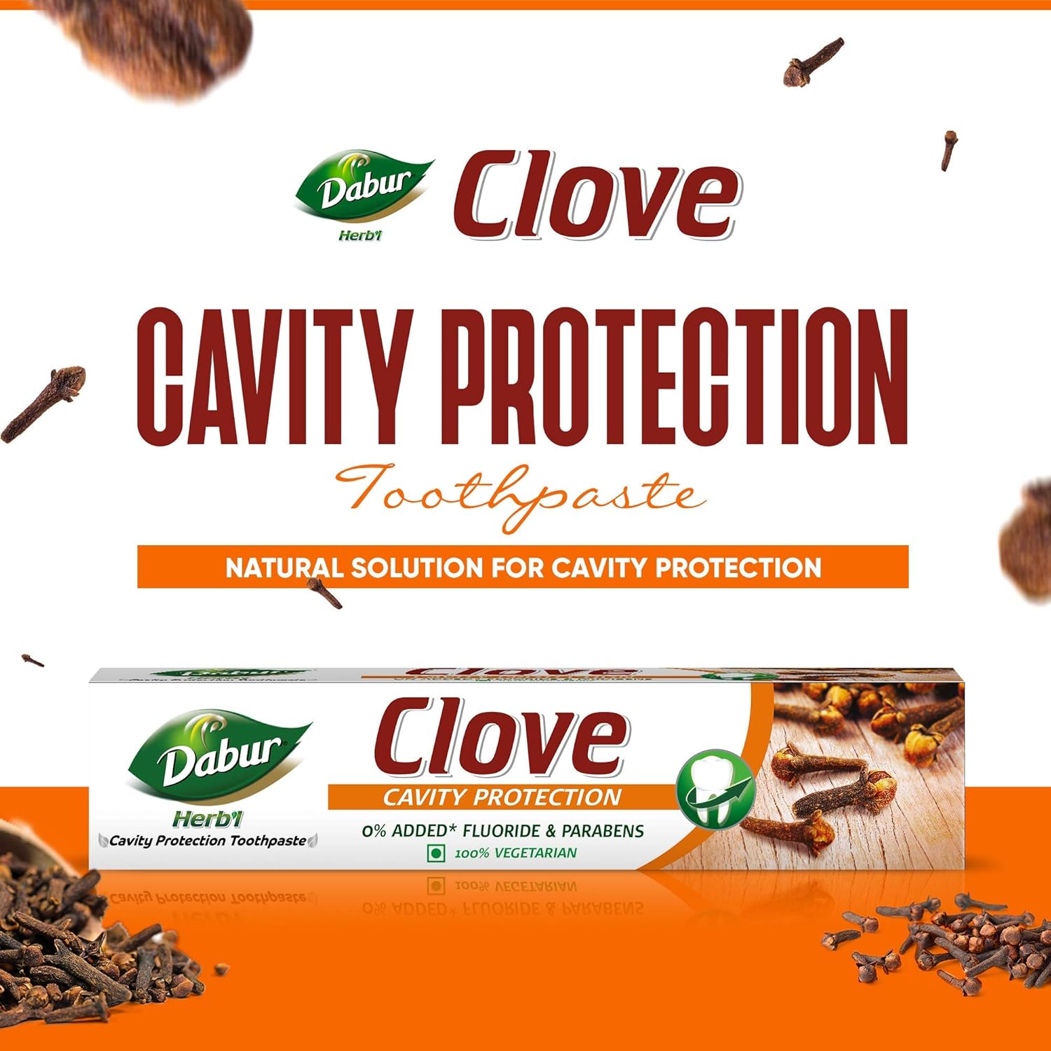 Dabur Herb'l Clove Cavity Protection Toothpaste - 200g | No added Fluoride & Parabens | For Strong & Health Teeth