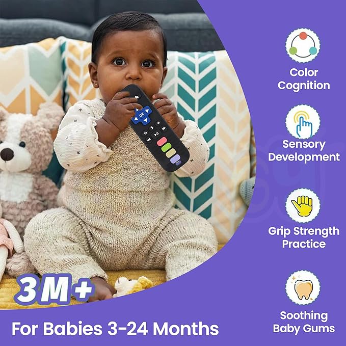 Kidology Silicone Remote Teether for Baby Toy Black Colour