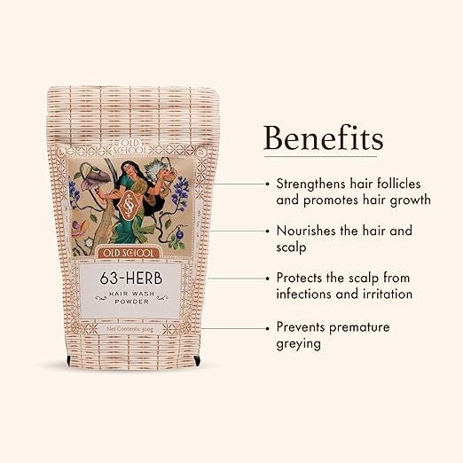 Old School Rituals 63-Herb Hair Wash Powder Natural Shampoo Powder - 275 gms