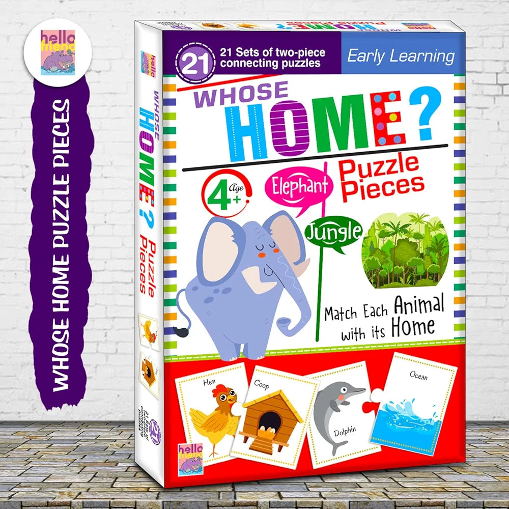 Hello Friend Whose Home Jigsaw Puzzle Connecting 2-Piece  for Kids, Childrens and Toddlers Early Learning Educational