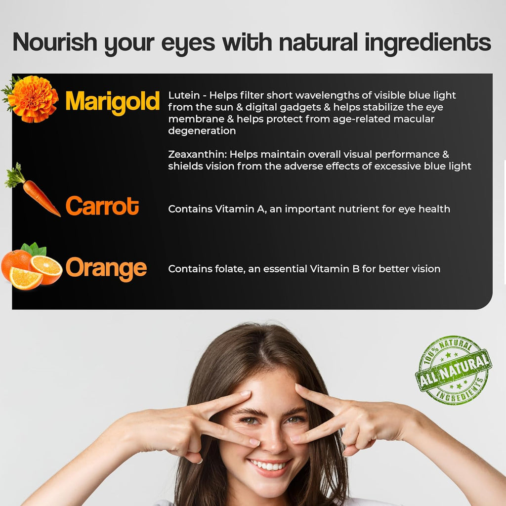 HEALTH VEDA ORGANICS PRIVATE LIMITED Plant Based Eye Care with Lutemax 2020 I 60 Veg Tablets I Protects from Blue Light & Improves Vision I For both for Men & Women