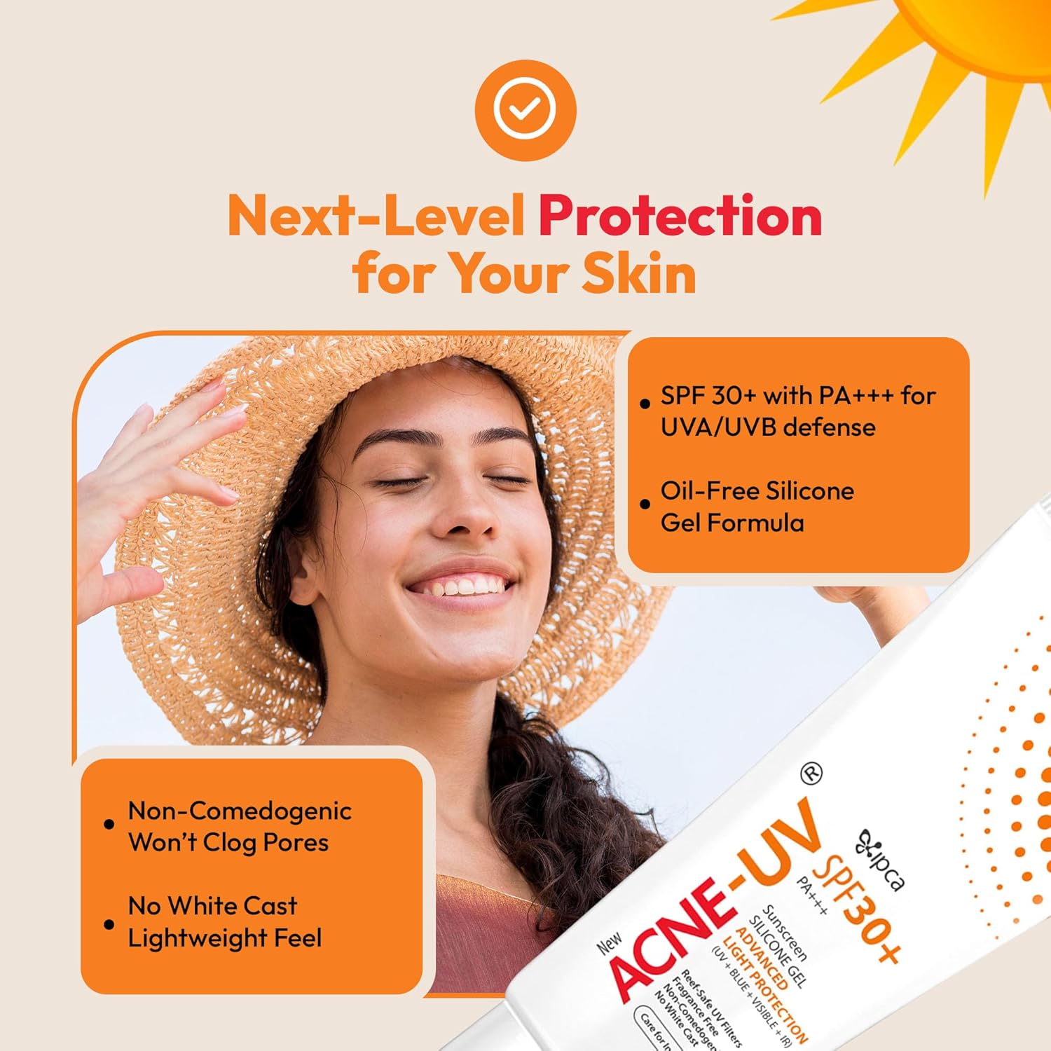 New Acne-UV Gel Sunscreen SPF 30 PA+++ | Sunscreen for Oily Skin Women & Men | Non-Comedogenic Sunscreen | Silicone Gel | Visible Light Protection | Water Resistant | Suitable for All Skin Types
