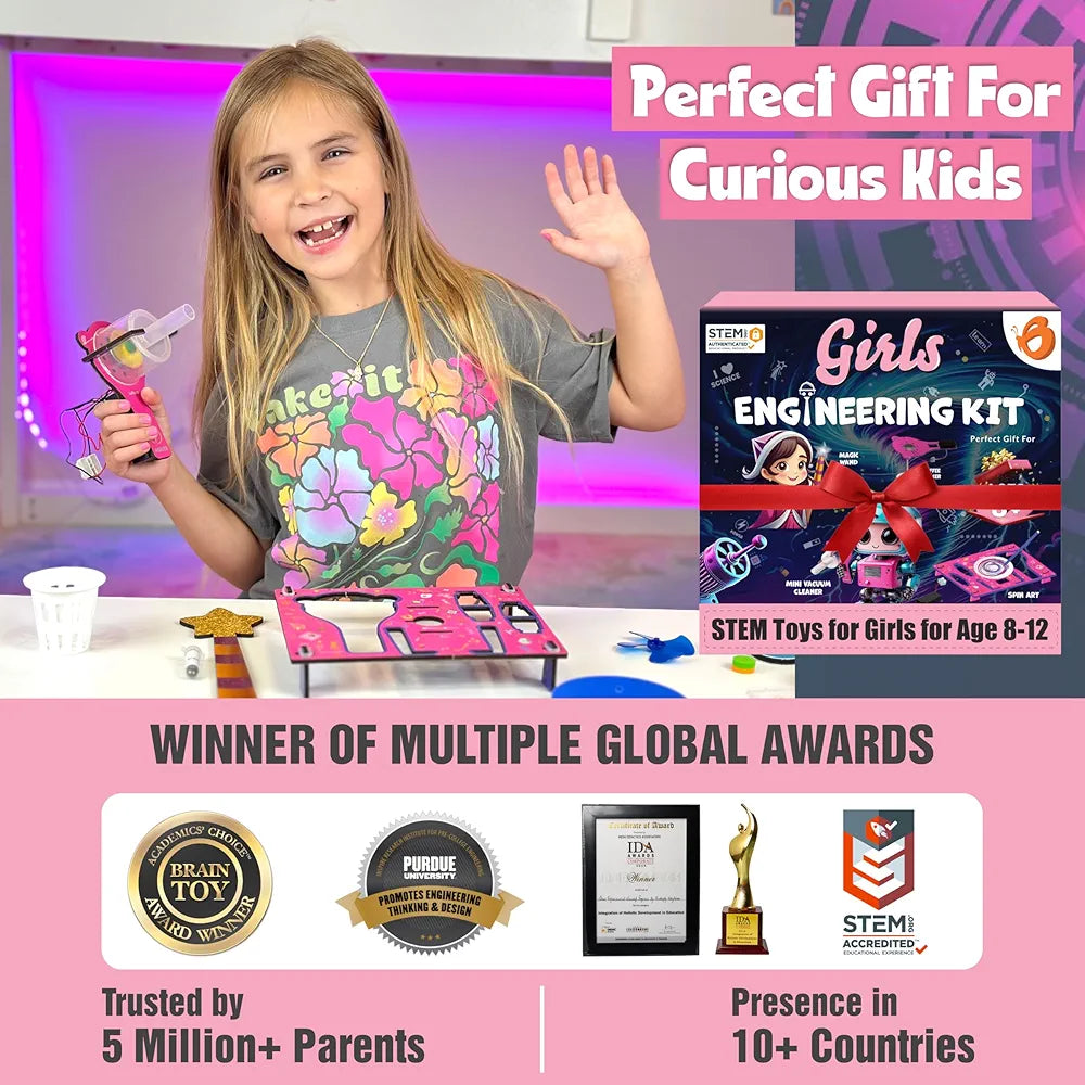 Butterfly EduFields 100+ STEM Engineering Project Kit for Girls Ages 8 10 12 15 Years Ultimate DIY Science Experiments for Kids