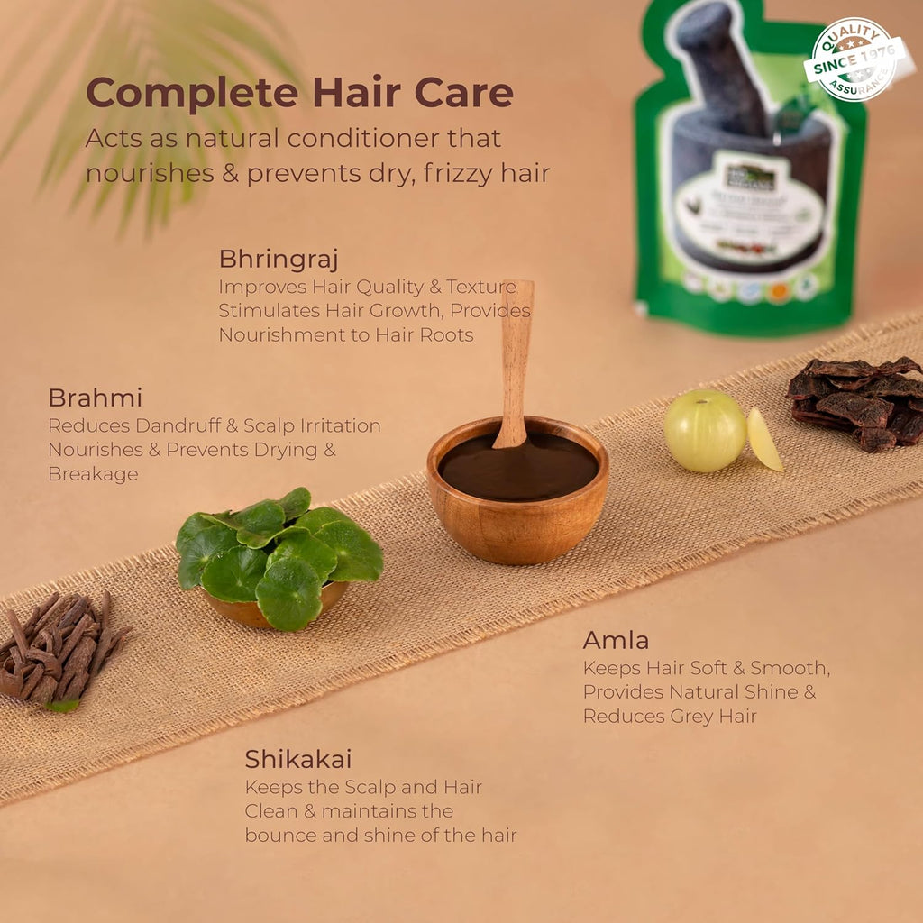 Indus Valley Bio Organic Herbal Henna Ready to Apply Paste with Bhringraj & Shikakai Nourishment for Strong Hair (150 g)
