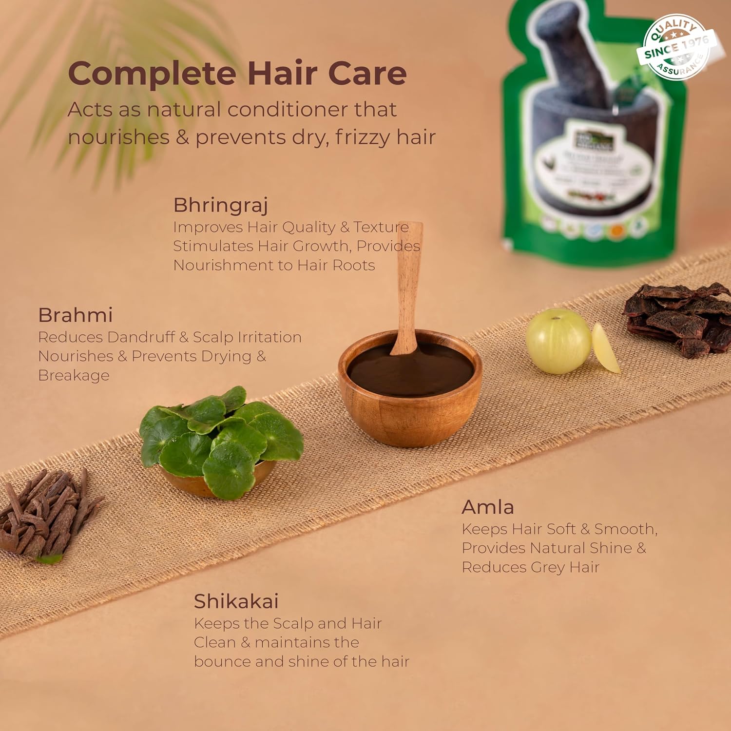 Indus Valley Bio Organic Herbal Henna Ready to Apply Paste with Bhringraj & Shikakai Nourishment for Strong Hair (150 g)