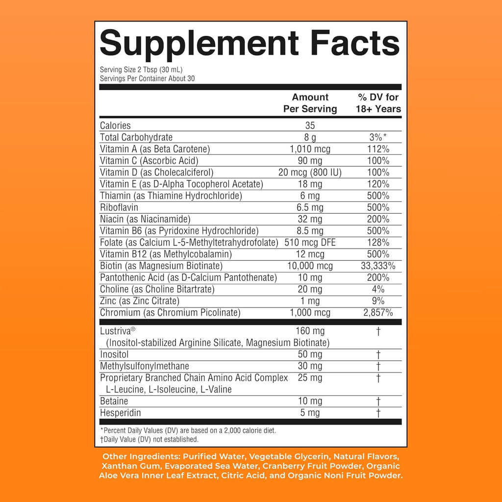 MARYRUTH'S Liquid Multivitamin + Hair Growth | Clinically Tested in Women for Thicker Hair & Facial Wrinkles | Biotin 10000mcg | Lustriva Hair Growth Supplements | Skin Care | Ages 18+ | 30 Fl Oz